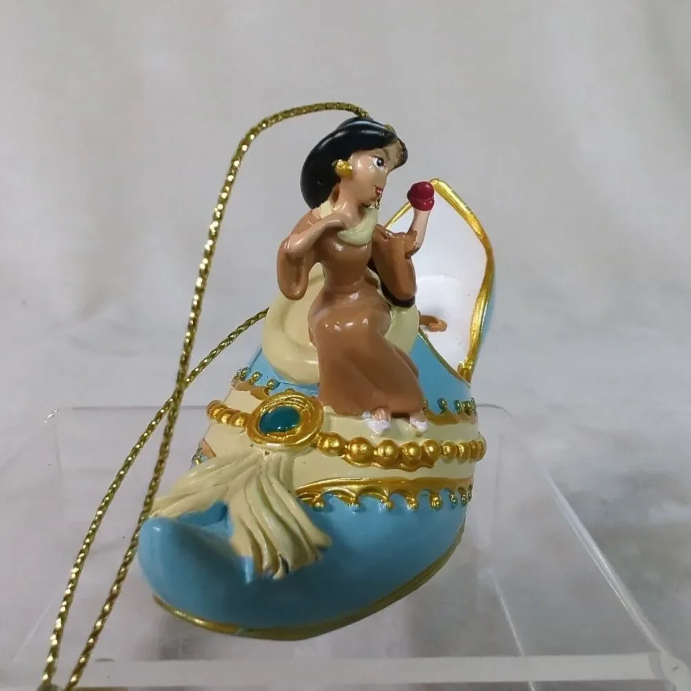 Bradford Exchange Disney Once Upon A Slipper Ornament Jasmine/Abu Blue Shoe